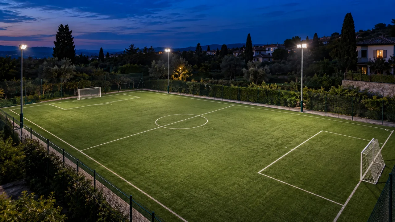 Campo da calcio a sette con illuminazione LED perimetrale