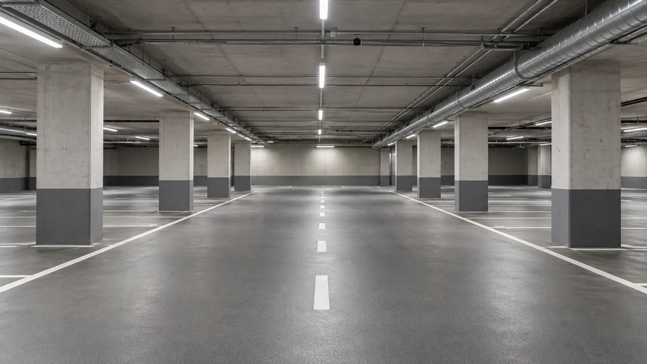 Parcheggio sotterraneo con illuminazione LED lineare